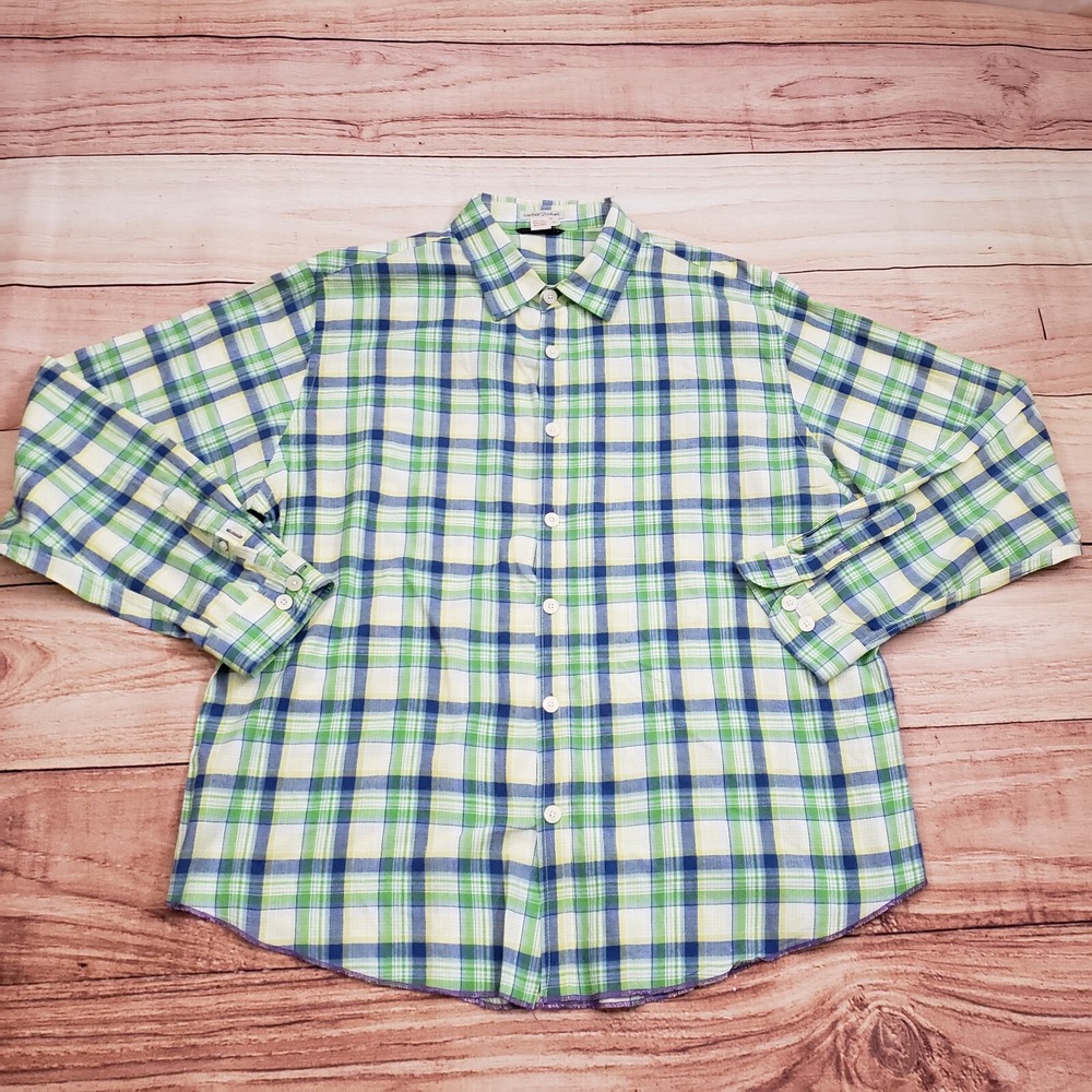 Carbon 2 Colbalt Shirt Mens Large Green Blue Button Up‎ Long Sleeve Casual Adult